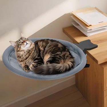 New Plush Adjustable Angle Round Office Desk Hammock Cat Bed_voghion.com