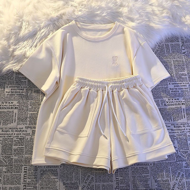 Women's Fashion Loose Short-sleeved Shorts Two-piece Set_voghion.com