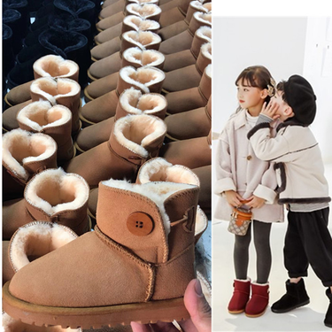 3352 genuine cowhide button children's snow boots winter new children's shoes_voghion.com