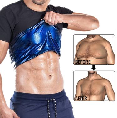 Men's Shapewear Perspiration Tights With Belly Pull-in Blazer Corset Short Sleeves_viptrois.com