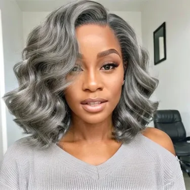 Bob Wig Salt Pepper Color Lace Closure Body Wave Lace Front Wig Glueless Wigs Human Hair_voghion.com