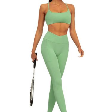 New style yoga wear women's cross back sports bra hip lifting yoga pants yoga suit sports fitness_voghion.com