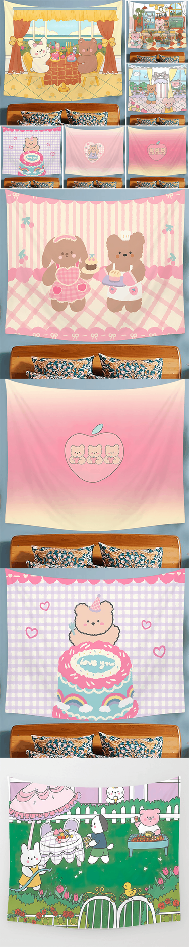 Tapestry Cartoon Shop Background Fabric Decoration Bedroom Home Decoration Network Red Cake Shooting Interior Decoration_voghion.com