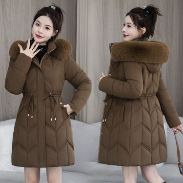 Women's Clothing Winter Cotton Jacket For Women New Mid Length Waist Thickened Cotton Jacket New Cotton Coat Large Fur Collar Trend_ecoleips.com
