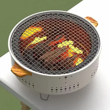 Portable Barbecue Grill Korean Charcoal Stove Stainless Steel Split BBQ Stove Round Non-stick Barbecue Rack For Outdoor Camping_voghion.com