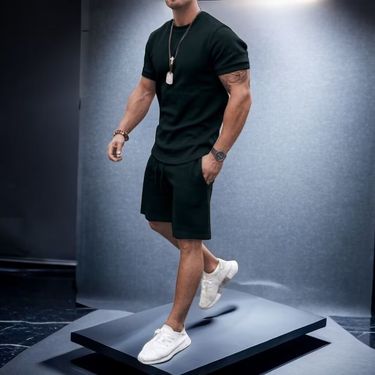 Summer Clothing Streetwear Short Sleeve Shorts Men's Casual Sports Plus Size Set Men_voghion.com