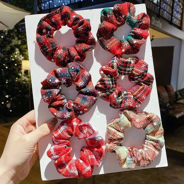 Christmas New Year Zipper Simple Scrunchie Accessory Fabric Hair Tie_voghion.com