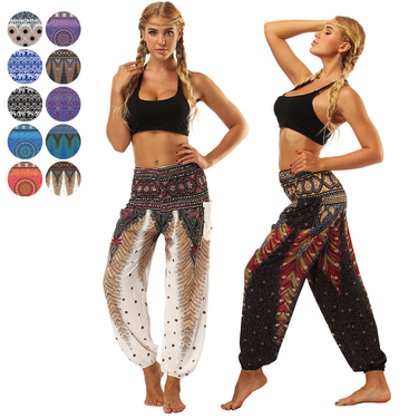 Women's Printed Lanterns High Waist Pocket Yoga Pants Loose Fit Athletic Wear Pants_voghion.com