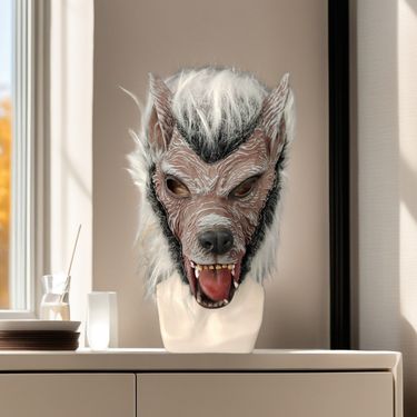 Halloween Wolf Head Latex Animal Hood Mask Cross-border Dance Party Funny Cos Haunted House Escape NPC Play_voghion.com