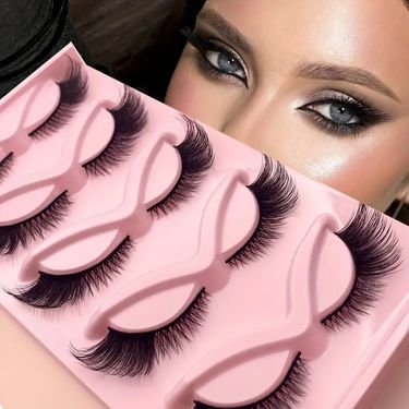 5 Pairs Cat Eye False Eyelashes - Voluminous Wispy Flared Lashes With Fox Effect, Natural Looking & Dramatic Curl For Eye Lengthening_voghion.com