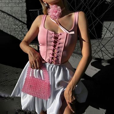 Women's Clothing Fishbone Bra Vest Female Hot Girl Summer Strap Hollow Short Sleeveless Top Female_voghion.com