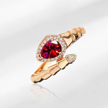 Hot-selling Champagne Real Gold Snake Ring Women's Colorful Treasure Hot Diamond-encrusted Light Luxury Versatile Ring_voghion.com