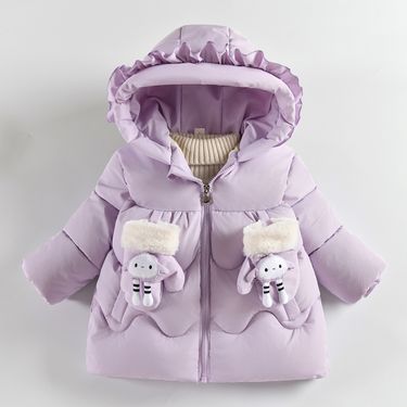 Children's Cotton Coat Thickened Velvet New Style Children's Cotton Coat Winter Coat Baby Girl Stylish Warm With Gloves Cute_voghion.com