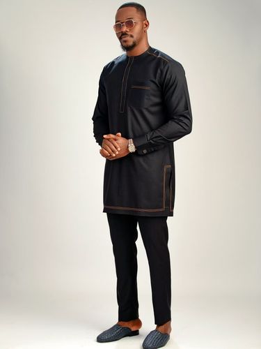 New Muslim Long Sleeve Embroidery Simple Classic Men's Suit_voghion.com