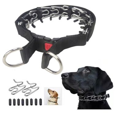Stimulus Black Cloth Strap Velcro Style Chain Detachable Collar Pet Dog Training Supplies_voghion.com