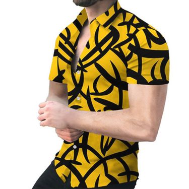 2023 Summer casual everyday short sleeve geometric print shirt_mkmklike.com