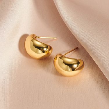French Retro Metal Style Teardrop Earrings Gold Plated High Grade Light Luxury Temperament Silver Needle Female Earrings Simple Earrings_voghion.com