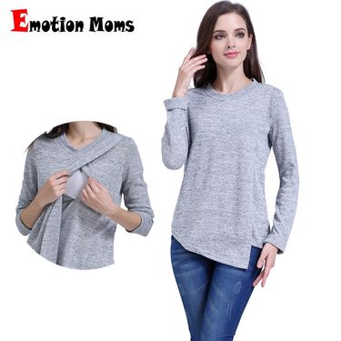 2024 Spring and Autumn Round Neck Elastic Pregnant Women's Knitted Feeding Top Loose Size Breastfeeding Shirt_voghion.com