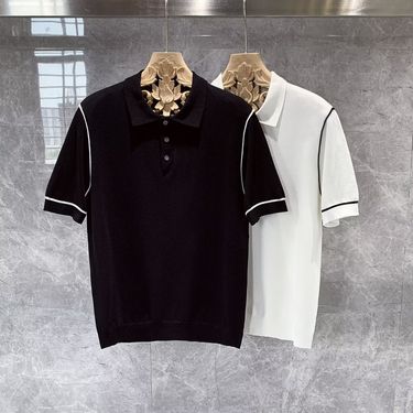 Men's Clothing 2024 new POLO shirt lapel beads short sleeves men's casual all match solid color slim Paul casual handsome top_voghion.com