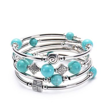 Natural Turquoise Winding Bracelet_voghion.com