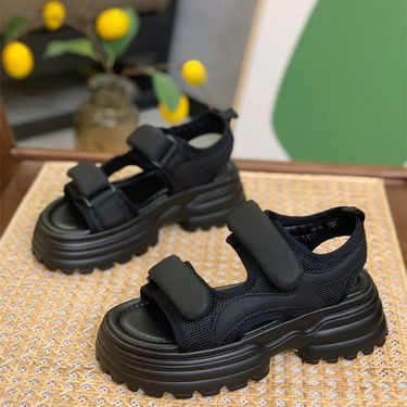 Versatile Velcro Sports For Women, Summer 2025 New Edition, Sponge Cake Thick Soled Roman Shoes, Super Hot Beach Sandals_voghion.com