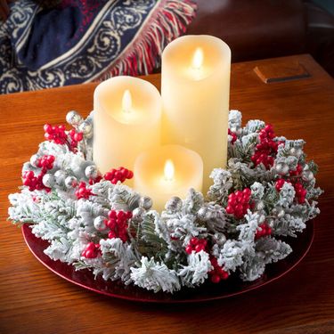 2022 New Christmas Garland Flocking Christmas Candle Garland Desktop Mini Candlestick Garland Decoration_voghion.com