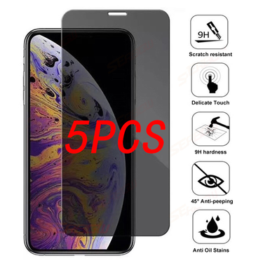5Pcs Anti-spy Glass For IPhone 14 13 12 Pro Max 12Mini 13Mini 8 7 6 6s Plus Full Cover Privacy Screen Protector 11 PRO MAX X XR SE2020_mkmklike.com