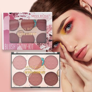 Miss rose six color blush natural sun bleached matte pearlescent transparent window skin friendly rouge blush palette_voghion.com