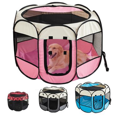 Octagonal Foldable Waterproof Oxford Cloth Pet Tent Removable Washable Scratch-Resistant Dog Cat Maternity Cage_voghion.com