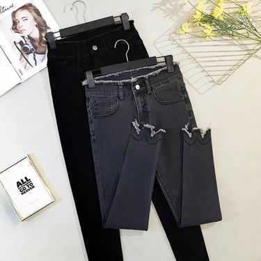 Large size women's jeans 2022 for girls in early autumn, high waist, slim and skinny, slightly chubby, little sister,_voghion.com