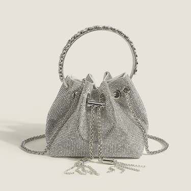 Full Bucket Women's Small Bag 2024 New Fashion Trend Flash Chain Handheld Embedding Single Shoulder Crossbody Bright_voghion.com