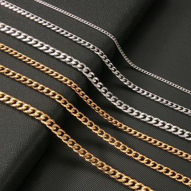 Stainless Steel Jewelry High-End Niche Six-Sided Cuban Chain Gold Thick And Thin Simple Unisex Necklace_voghion.com