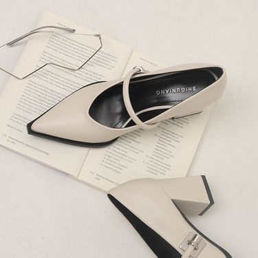 98581-6 Huidong County Daling 2025 Spring New Pointed Toe Shallow Mouth Single Fashion Chunky High Heel Women's Shoes_voghion.com