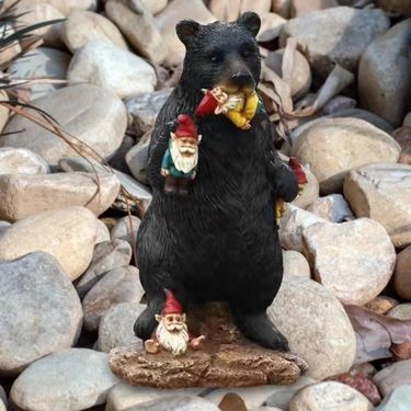 Hot Black Bear Eating Dwarf Elderly Resin Ornaments, Garden Decorations, Sculptures, Home Entrances, Balconies,_voghion.com