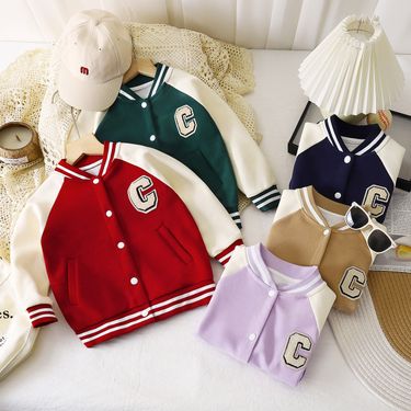 Unisex Kids Baseball Jacket - Soft Cotton Spring Sport Coat For Boys & Girls (3-8 Years, 100-140cm)_voghion.com