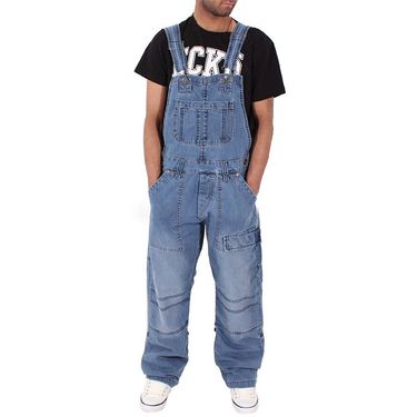 Men's Versatile Overalls Men's Denim Overalls Fashion Simple Multi-Pocket Loose Jeans_voghion.com