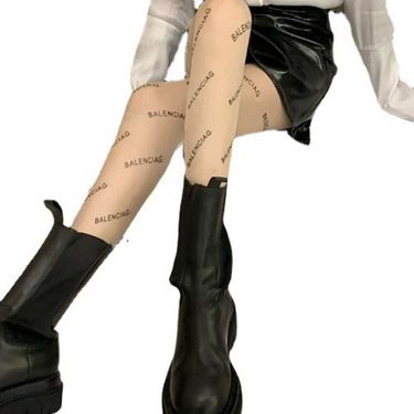 Letter Black Stockings For Women In Spring And Autumn 2022, New Popular Thin Socks, Lace Trendy Ins Jumpsuit Pantyhose_voghion.com