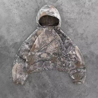 Camouflage Printed Hooded Sweatshirt For Men And Women, American Street Hip-hop Loose Fitting Pullover_voghion.com