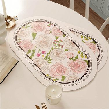 American Oval Placemat Heat Insulation Waterproof Oilproof Wash-Free Leather Western Dining Household Tableware Plate_voghion.com