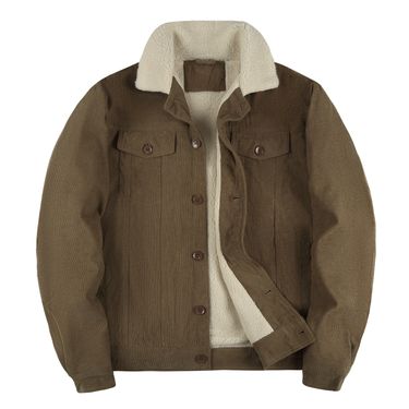 Men's Clothing Autumn And Winter Long Sleeved Lapel Corduroy Plus Velvet Jacket_voghion.com