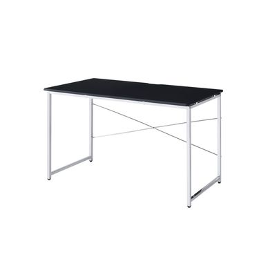 Black And Chrome Writing Desk With Sled Base_voghion.com