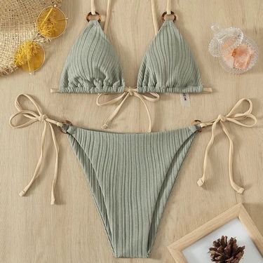 Women's Clothing New Swimsuit Women's Bikini Two Piece Sexy Lace Up Beach Vacation Swimsuit_voghion.com