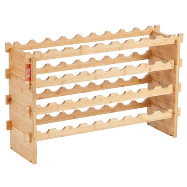 Bamboo Rack 36 4Tier Bottle Shelf Display Modular Stackable Wood Wine_voghion.com