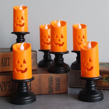 Halloween Pumpkin Lantern New Decorative Candlestick Wind Lamp LED Electronic Candle Lamp Creative Oil Lamp Ornaments Night Light_voghion.com