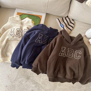 New lett autumn wint velvet casual set, clothing for boys girls ABC hoodie, small and medium-sized children's_voghion.com