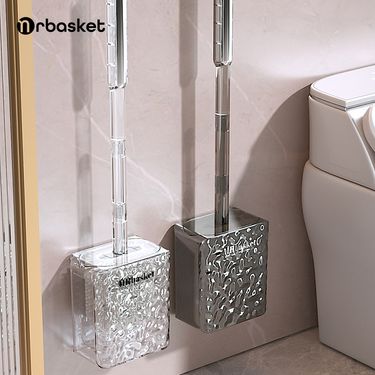 Plastic Toilet Brush With Wall Mount Holder – Lightweight Bathroom Cleaning Tool, Non-Scratch Bristles, Space-Saving Design_voghion.com