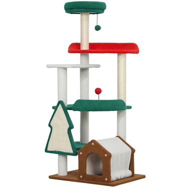 Katzenkratzbaum 135cm Mit Katzenbett, Katzenhaus, Kratzpfosten_voghion.com
