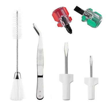 6pcs/set Sewing Machine Screwdriver Double Headed Cleaning Brush Metal Tweezer Repair Tools Kit Accessories Instruments Supplies_voghion.com