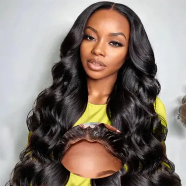 Glueless Human Hair Wig Ready To Wear Preplucked Brazilian Body Wave 13x4 HD Lace Frontal PreCut 180%_voghion.com