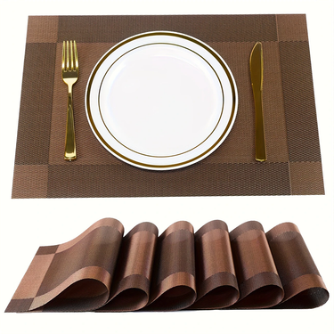 Place Mats For Kitchen Dining Table, Heat-Resistant Anti-Skid Stain Washable PVC Table Mats, Easy To Cleaning Dinner Mats_voghion.com